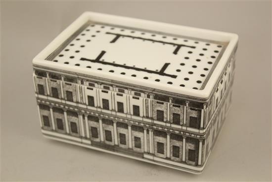 A collection of Fornasetti: An Architettura pattern box and cover,